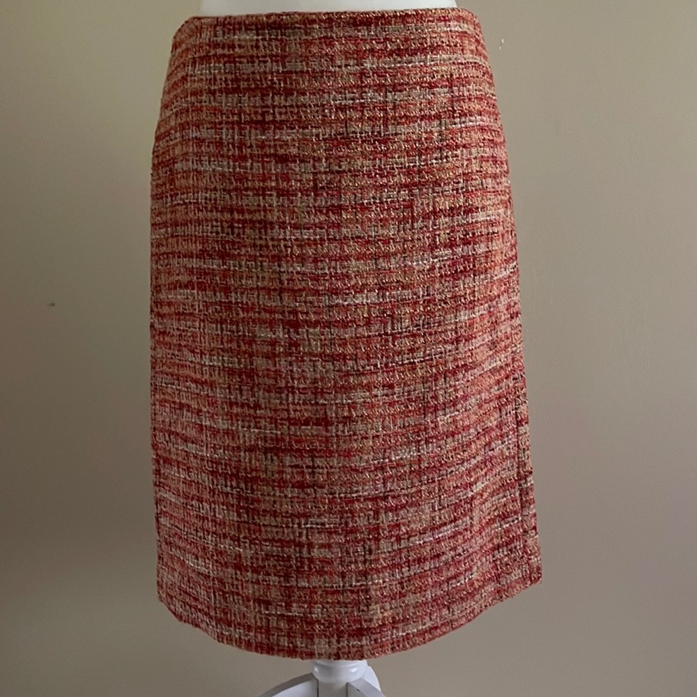 Talbots Red Orange Tweed Pencil Skirt size 4P
